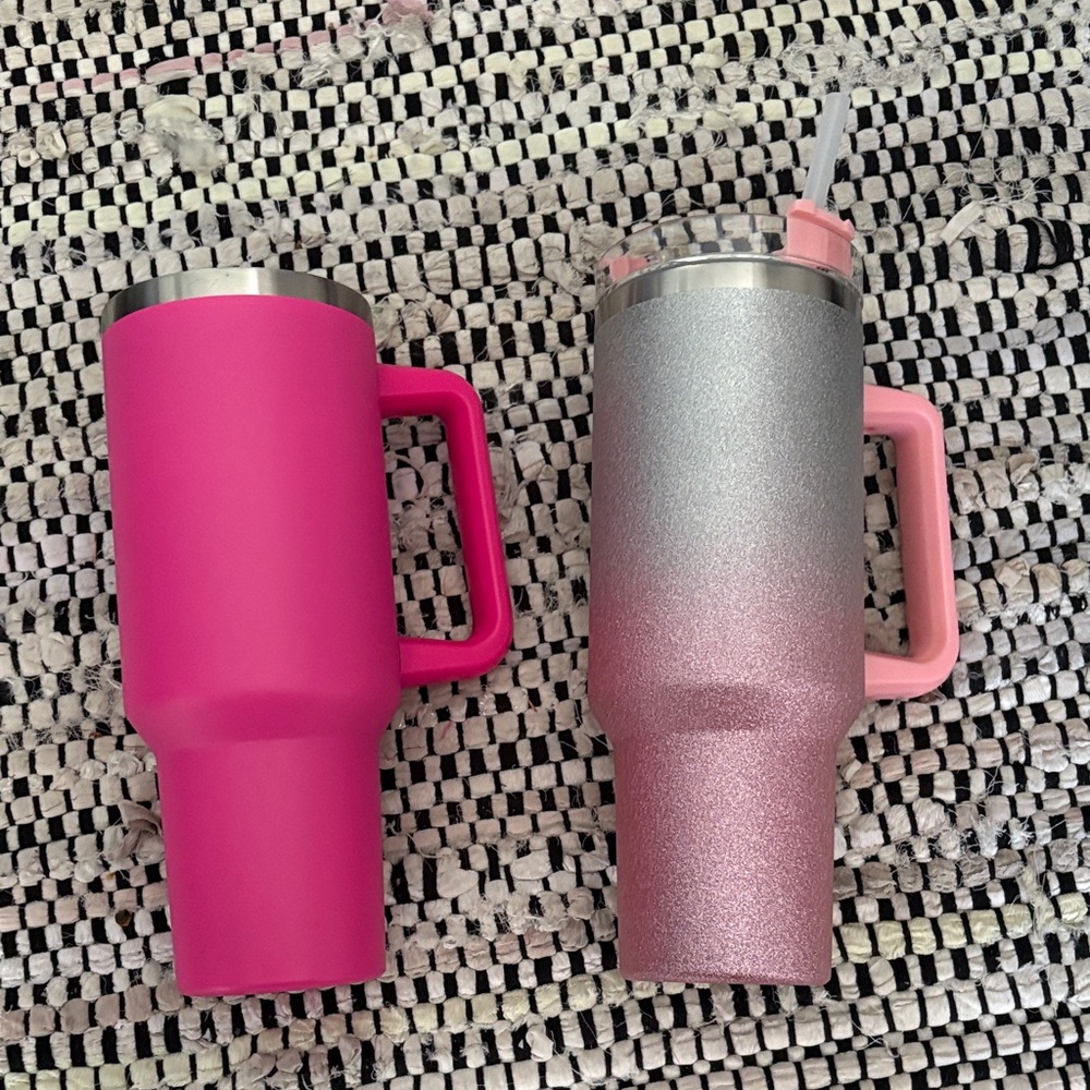 Pink and Silver Glitter Tumblers